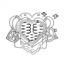 a heart and inside, on left, the letter G, and on right, the letter J  tattoo design idea