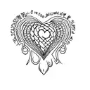 a heart and inside, on left, the letter G, and on right, the letter J  tattoo design idea