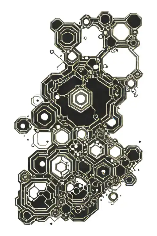 honeycomb pattern with molecular tattoo design idea