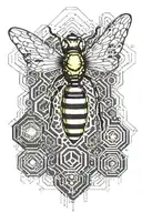 honeycomb pattern and honeybee tattoo design idea