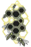 honeycomb pattern and honeybee side profile with honeycomb tattoo design idea