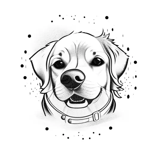 A golden retriever wearing a hockey skates and eating lasagna tattoo design idea