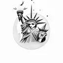 Lady Liberty riding a direwolf tattoo design idea