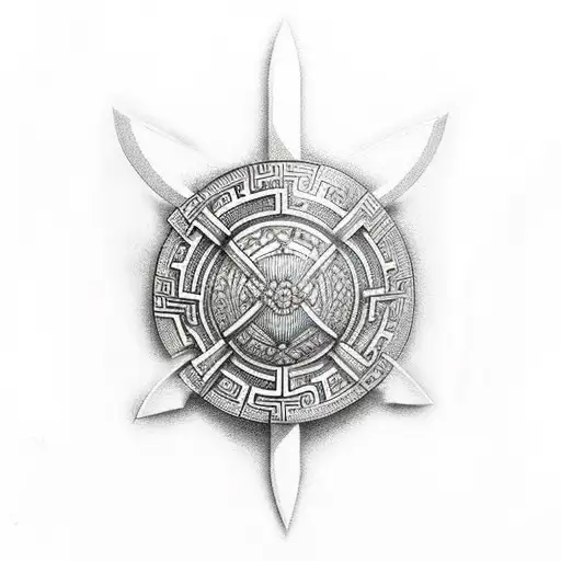 Greek hoplite spear shield tattoo design idea