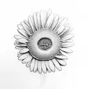 Daisy with cocoa beans at the base tattoo design idea