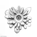 Daisy with cocoa beans at the base tattoo design idea