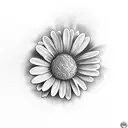 Daisy with cocoa beans at the base tattoo design idea