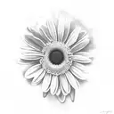 Daisy with cocoa beans at the base tattoo design idea