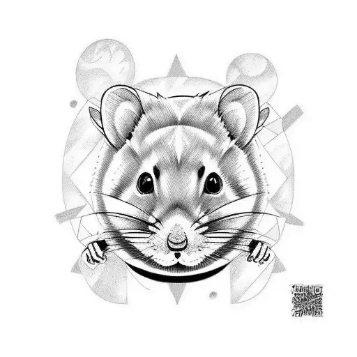 surfing hamster tattoo design idea