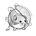 surfing hamster tattoo design idea