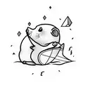 surfing hamster tattoo design idea