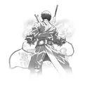 Anime character in a dynamic action pose tattoo design idea