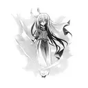 Anime character in a dynamic action pose tattoo design idea