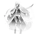 Anime character in a dynamic action pose tattoo design idea