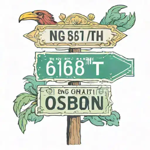 Create a suburban street crossroad sign that reads N.66th street and East Osborn Street design with the Phoenix Arizona  tattoo design idea