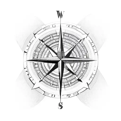 Compass with family initials tattoo design idea