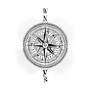 Compass with family initials tattoo design idea
