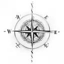 Compass with family initials tattoo design idea
