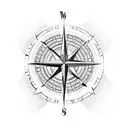 Compass with family initials tattoo design idea