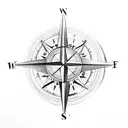 Compass with family initials tattoo design idea