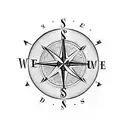 Compass with family initials tattoo design idea
