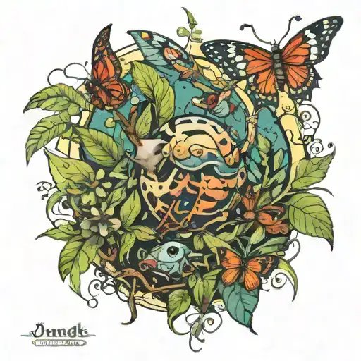 jungle, forest, bugs, animal  tattoo design idea