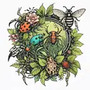 jungle, forest, bugs, animal  tattoo design idea