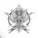 phoenix religious cross tattoo design idea