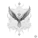 phoenix religious cross tattoo design idea