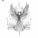phoenix religious cross tattoo design idea
