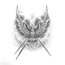phoenix religious cross tattoo design idea