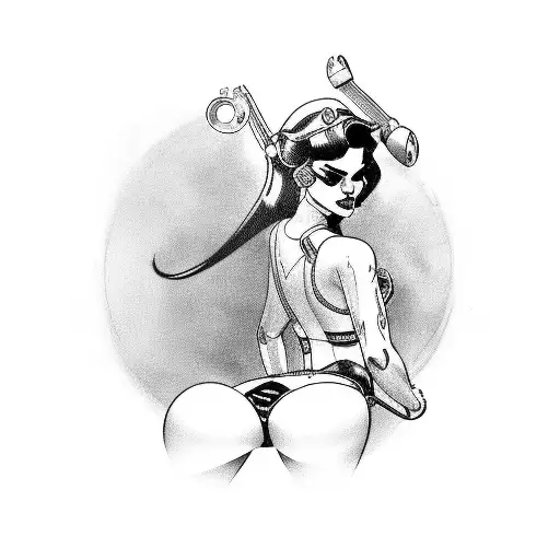 harley davison pin up girl tattoo design idea