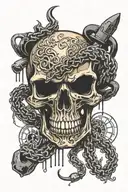 kracken uav chains wrapped water nautical Afghanistan punisher skull tattoo design idea