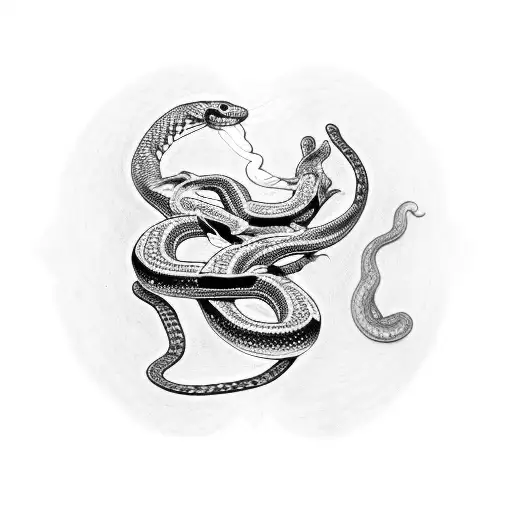 eight points star inside a snake eating its tail tattoo design idea