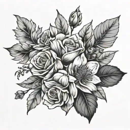 birth flowers January June December  tattoo design idea