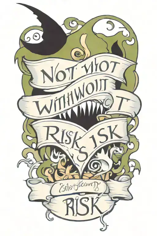 script "not without risk" tattoo design idea