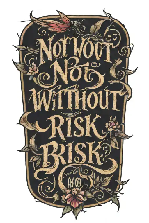 script "not without risk" tattoo design idea