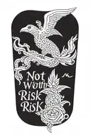 script "not without risk" tattoo design idea