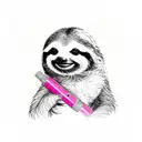 Sloth using a mace tattoo design idea