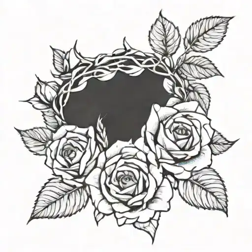 growing rose flower crown tattoo design idea