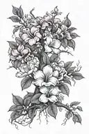 Tree with magnolia flowers and hibiscus flower tattoo design idea
