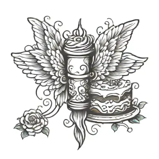 cake angel wings tattoo design idea