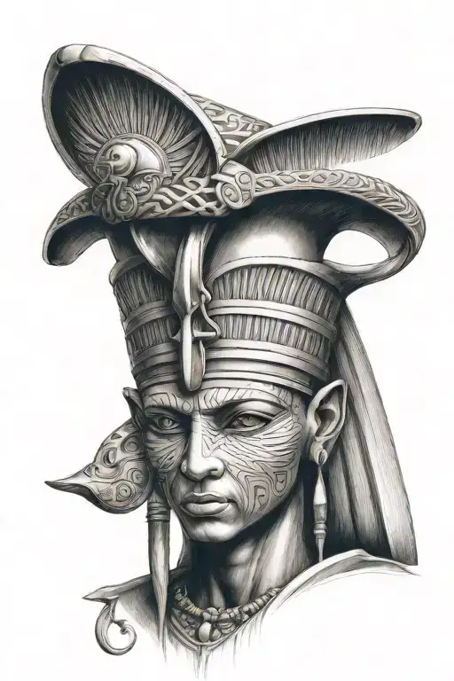 create a sketch of a tattoo of the Egyptian god Thoth tattoo design idea