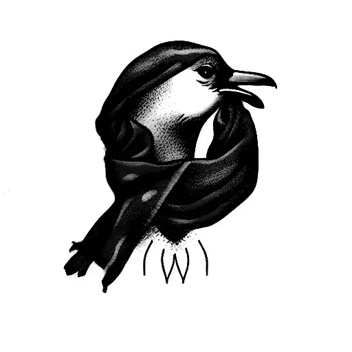 seagull wearing a red scarf tattoo design idea