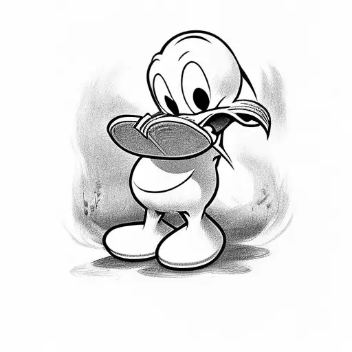 Donald Duck with a Four-leaf clover in his Hand tattoo design idea