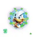 Donald duck with a Four-leaf clover in his Hand tattoo design idea