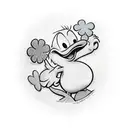 Donald duck with a Four-leaf clover in his Hand tattoo design idea