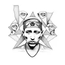 all eyes on me by 2pac on top left side The Slim Shady on right top side  OK Computer on right b hybrid theory on vinyl  tattoo design idea