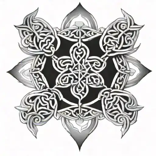 A Celtic knot design incorporating elements of friendship and poker symbols tattoo design idea