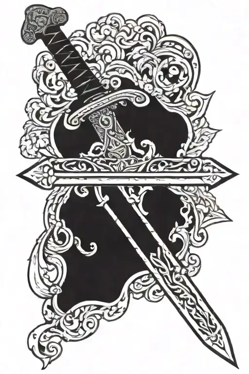 sword double edged sword tattoo design idea